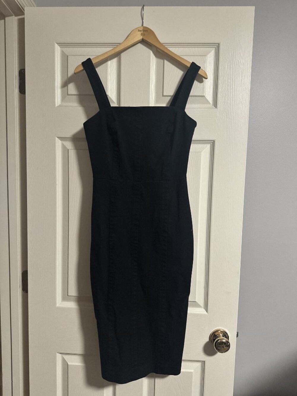 Banana Republic Black Midi Dress Square Neck Bodycon Size 2 - Picture 4 of 4